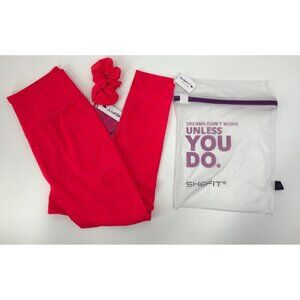 SHEFIT Boss Aloud Legging Woven Pocket Jacquard Neon Red-Orange Size 2 Luxe NEW